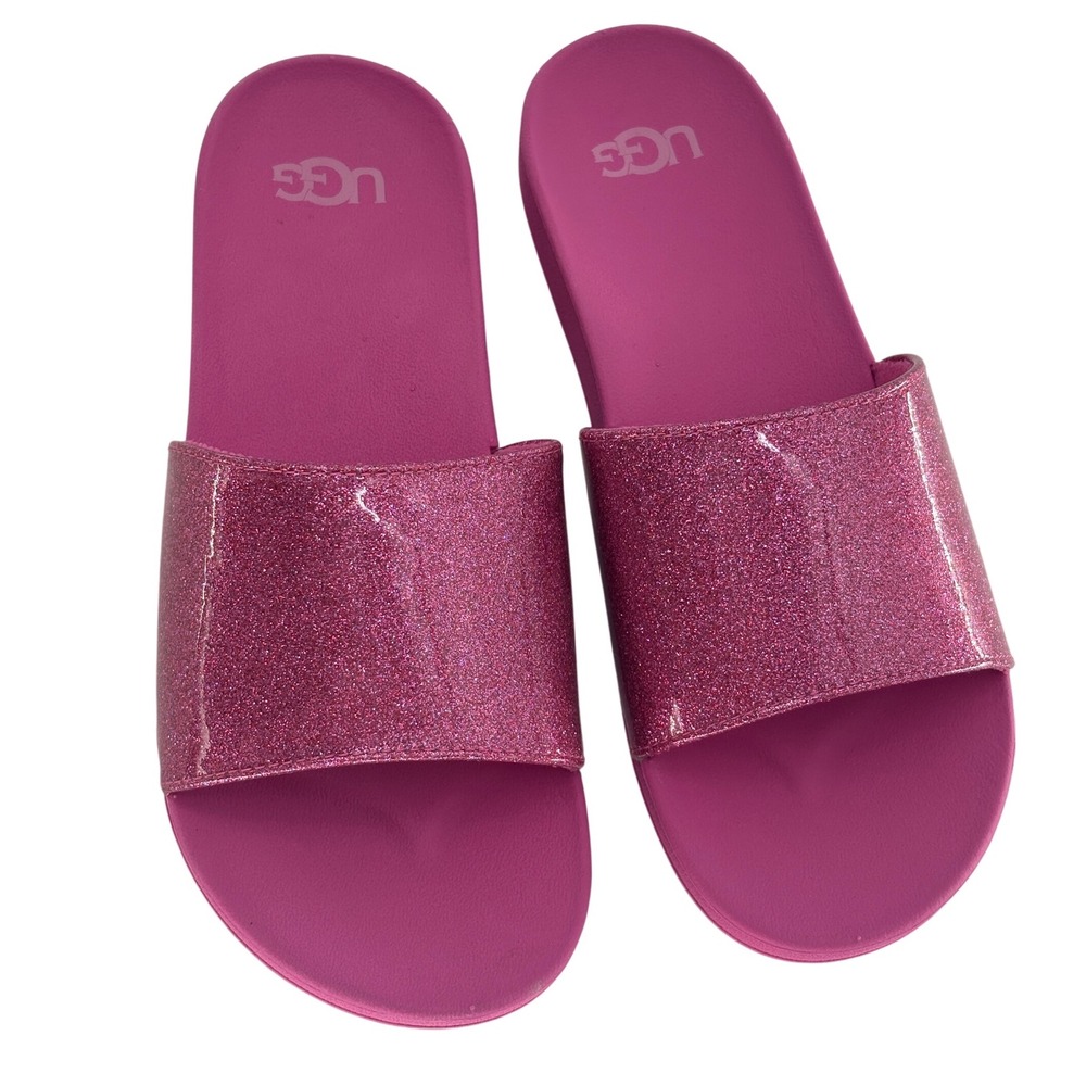 Ugg Sandal‎ Slide Slip On Big Girl Kid Size 4 Pink Glitter New
